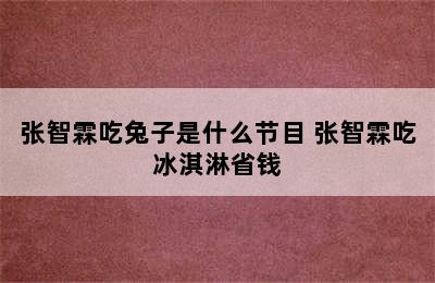 张智霖吃兔子是什么节目 张智霖吃冰淇淋省钱